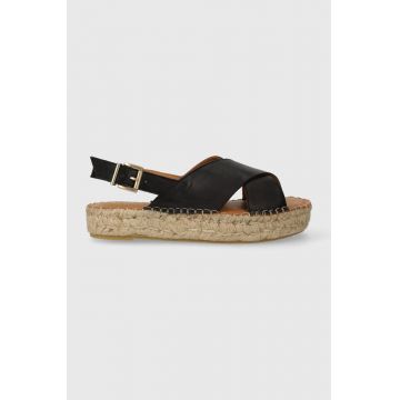 Alohas sandale de piele Crossed femei, culoarea negru, cu platforma, ESWG1.25