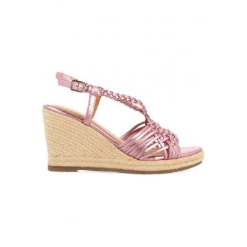 Sandale wedge de piele cu design impletit Gilde