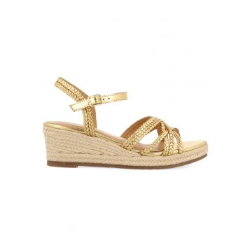 Sandale wedge de piele cu design impletit Lelant