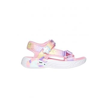 Sandale cu velcro si model colorblock Unicorn Dreams