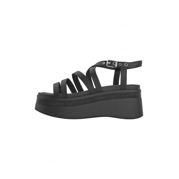 Sandale wedge de piele ecologica