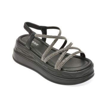 Sandale casual GRYXX negre, 6111, din piele ecologica