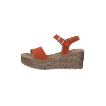 Sandale din piele intoarsa cu talpa wedge