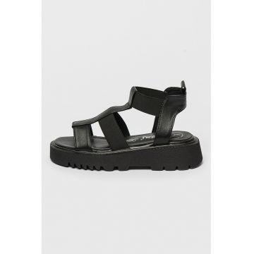 Sandale wedge de piele ecologica