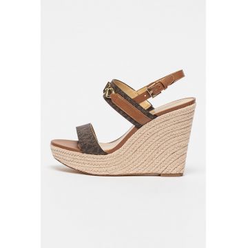 Sandale cu talpa wedge si logo metalic Reed