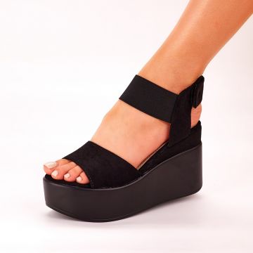 Sandale Dama Cu Platforma Negre Brauni