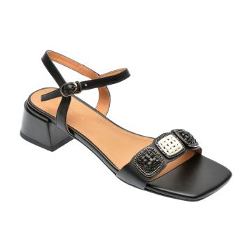 Sandale casual EPICA negre, 205560L, din piele naturala