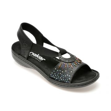 Sandale casual RIEKER negre, 60880, din piele ecologica