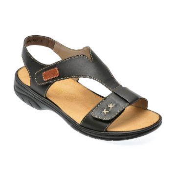 Sandale casual RIEKER negre, 64577, din piele naturala