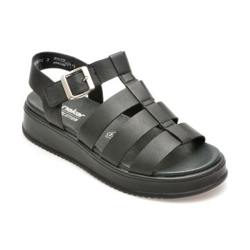 Sandale casual RIEKER negre, W0804, din piele naturala