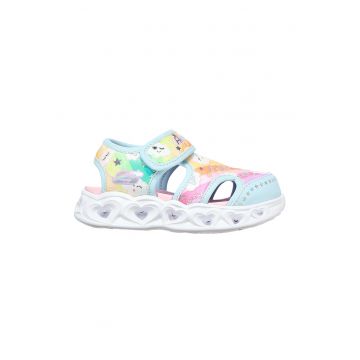 Sandale cu velcro si model colorblock Hearts Lights