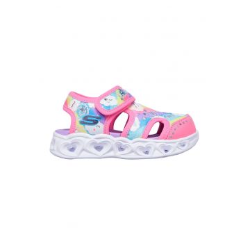 Sandale cu velcro si model colorblock Hearts Lights