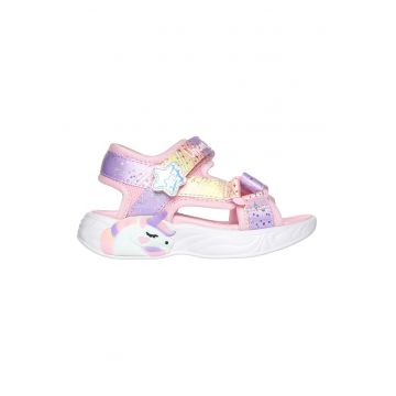 Sandale cu velcro si model colorblock Unicorn Dream