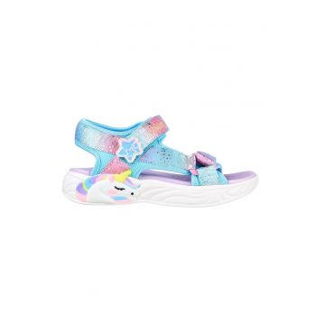 Sandale cu velcro si model colorblock Unicorn Dreams