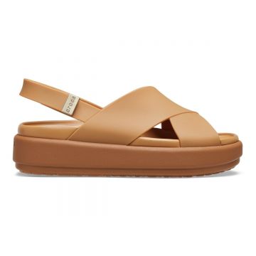 Sandale Crocs Brooklyn Luxe Cross Strap Maro - Tan/Tan