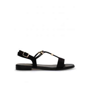 Sandale dama - 12230 - Piele nabuc - Negru