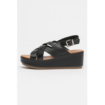 Sandale din piele cu talpa wedge Johanna