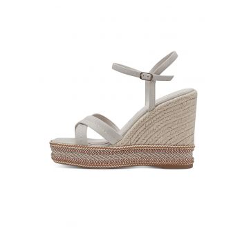 Sandale-espadrile de piele intoarsa cu platforma