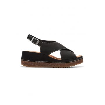 Sandale flatform de piele nabuc Kassandra Step