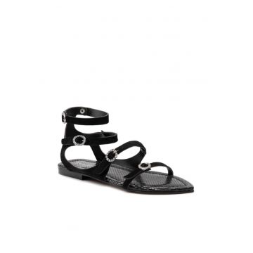 Sandale dama - 208282451 - Negru - Piele naturala/Piele intoarsa