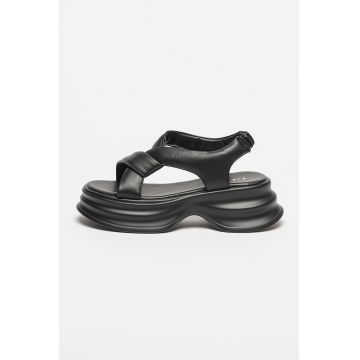 Sandale flatform de piele