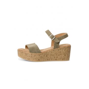 Sandale din piele intoarsa cu talpa wedge