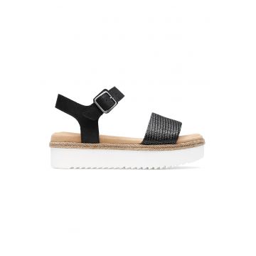 Sandale flatform de piele cu aplicatie de iuta Lana Shore