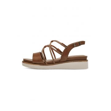 Sandale wedge de piele