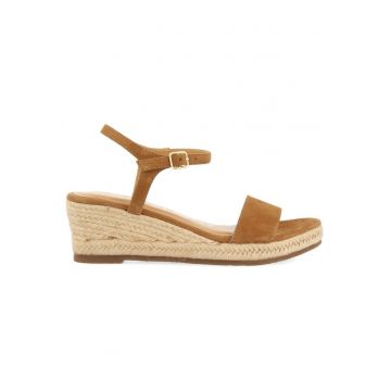 Sandale wedge de piele intoarsa