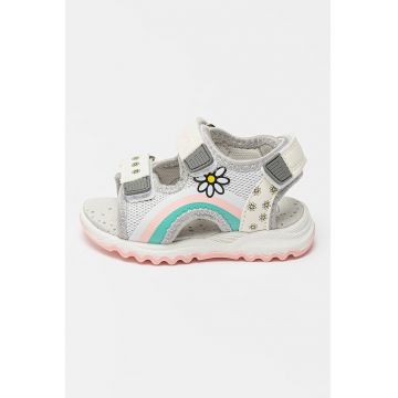 Sandale cu model floral si inchidere velcro Toby