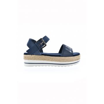 Sandale flatform de piele ecologica si material textil