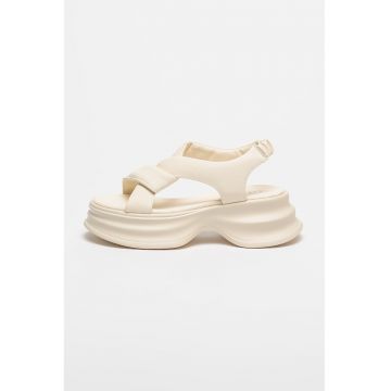 Sandale flatform de piele