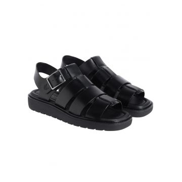 Sandale cu platforma dama -  piele naturala - negru Sandale cu platforma dama -  piele naturala - negru