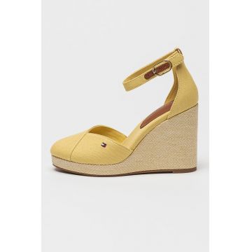 Sandale cu talpa wedge si detaliu cu logo Sall Sandale cu talpa wedge si detaliu cu logo Sall